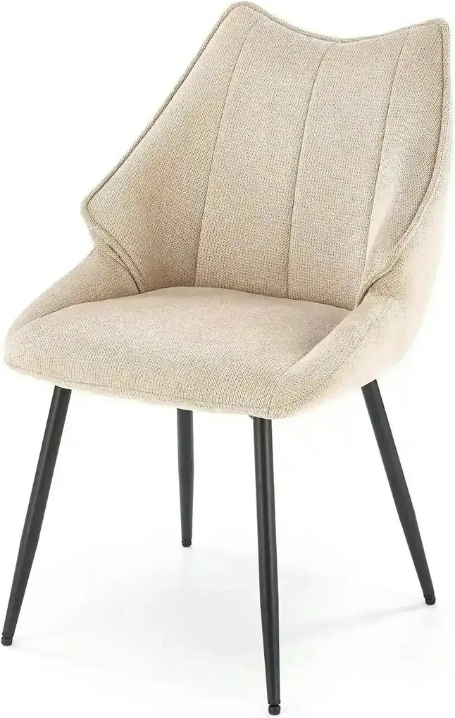 Scaun bej tapitat K543, stofa clasica/metal, 55x60x87 cm
