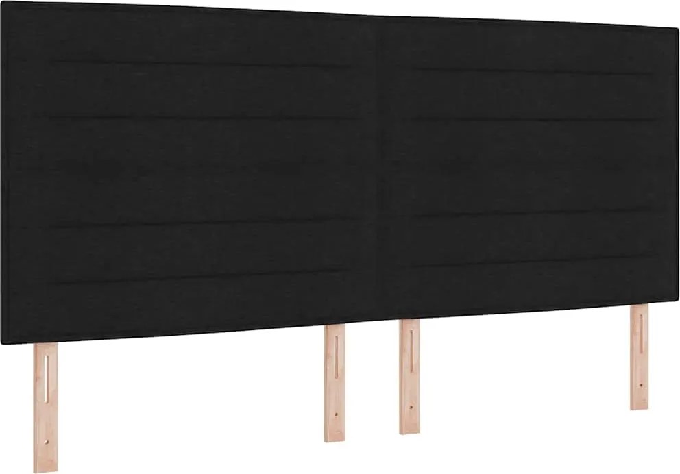 vidaXL Pat cu arc LED cu saltea Negru 200 x 200 cm țesătură