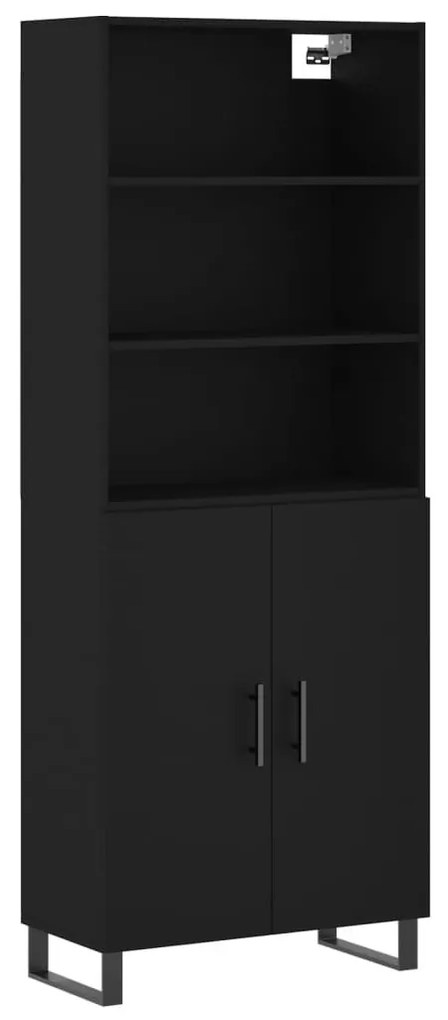 3189278 vidaXL Dulap înalt, negru, 69,5x34x180 cm, lemn compozit