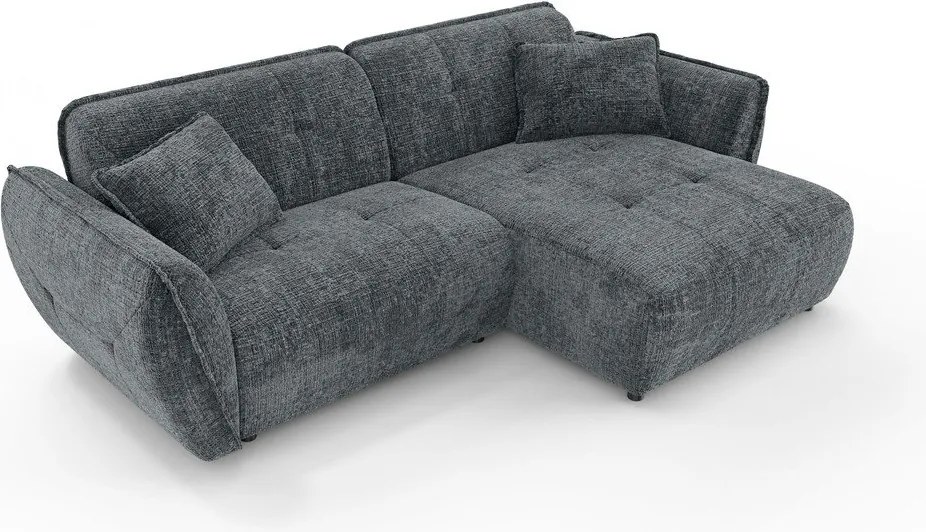 Colțar gri închis cu tapițerie din chenille (cu colț pe partea dreaptă/cu șezlong) Nelia – Ropez