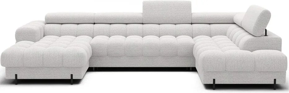 Colțar crem extensibil cu tapițerie din țesătură bouclé (cu colț pe partea dreaptă/în formă de "U") Feraria – ELTAP