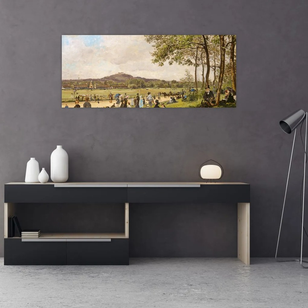 Tablou - French 19th Century, Race Course at Longchamps, reproducere (120x50 cm)