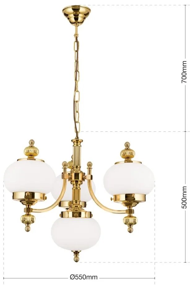 Lustra suspendata eleganta stil clasic Nostalgie 4L alama lucios/opal
