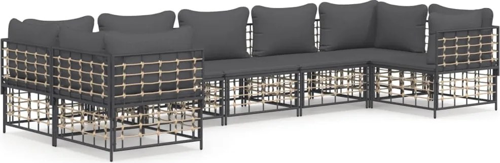 vidaXL Set mobilier de grădină cu perne, 7 piese, antracit, poliratan