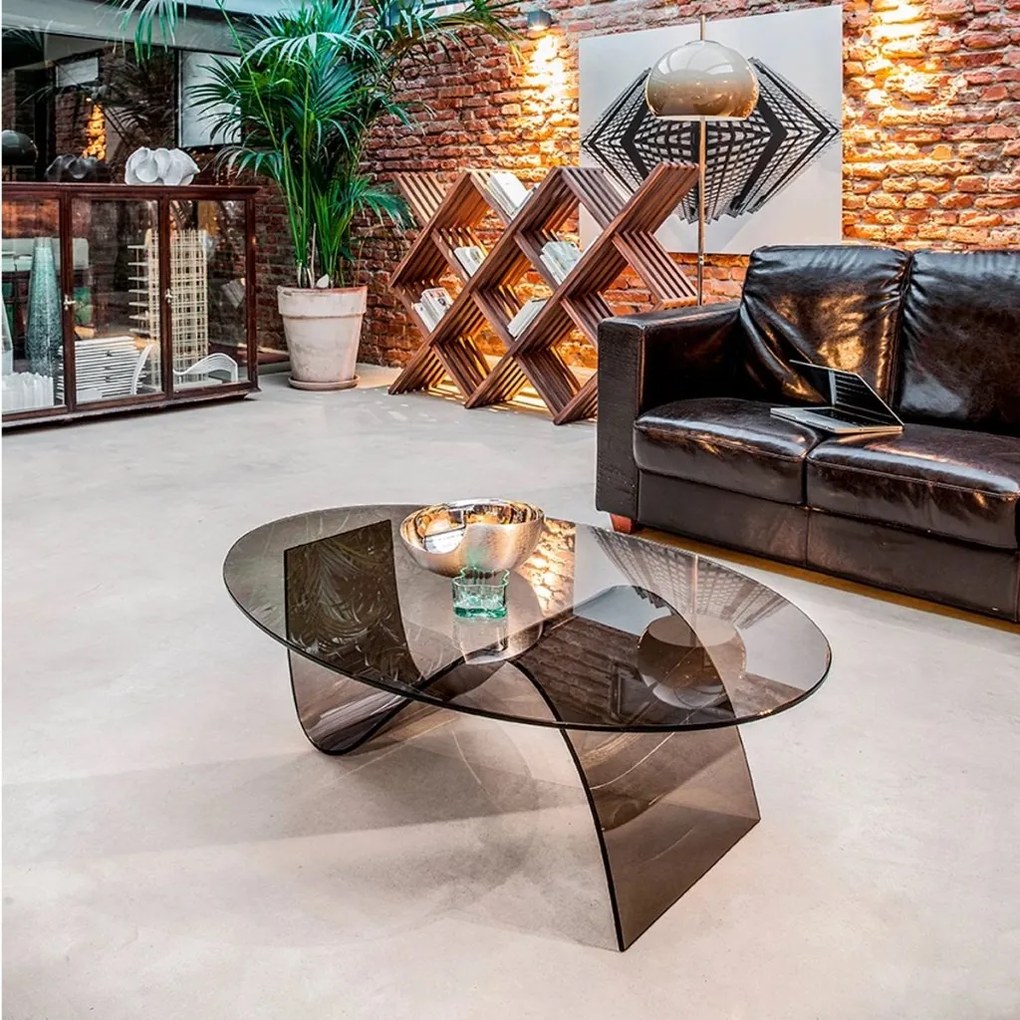 Masuta de Cafea Design LUX, Sticla Curbata, Alissa ELLIPTICAL