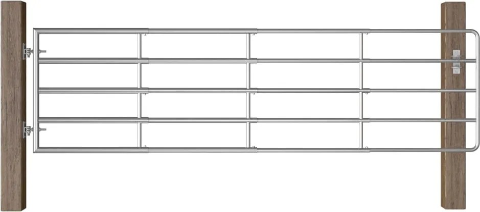 vidaXL Poartă de câmp cu 5 bare, argintiu, (115-300) x 90 cm, oțel