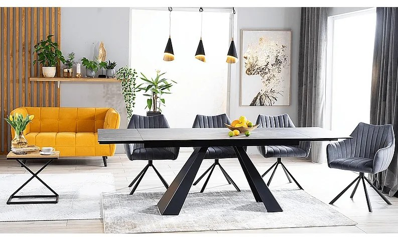 Masa extensibila Salvadore Ceramic gri ANTHRACITE/negru mat L160-240 cm