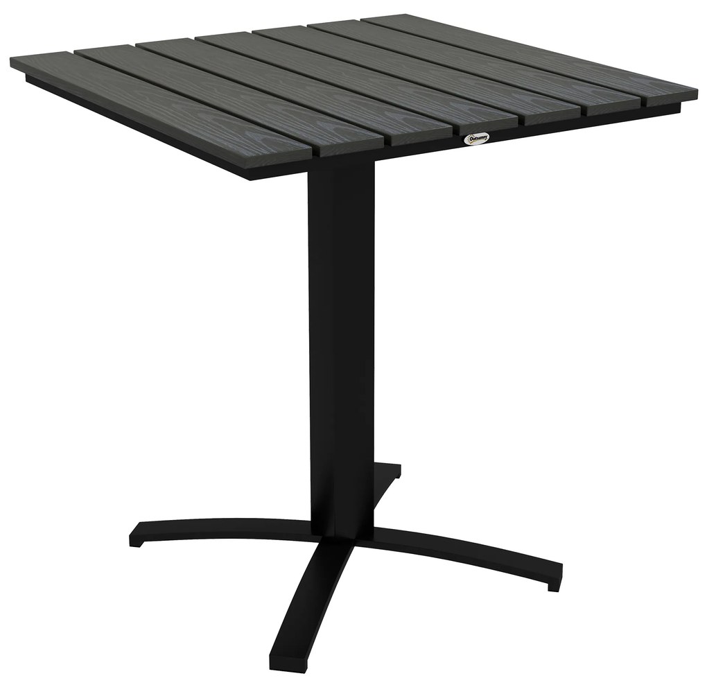 Outsunny Masa pentru terasă, pentru 4 persoane, cu aspect de lemn, cadru din aluminiu, 70 x 70 x 76 cm, Gri | Aosom Romania