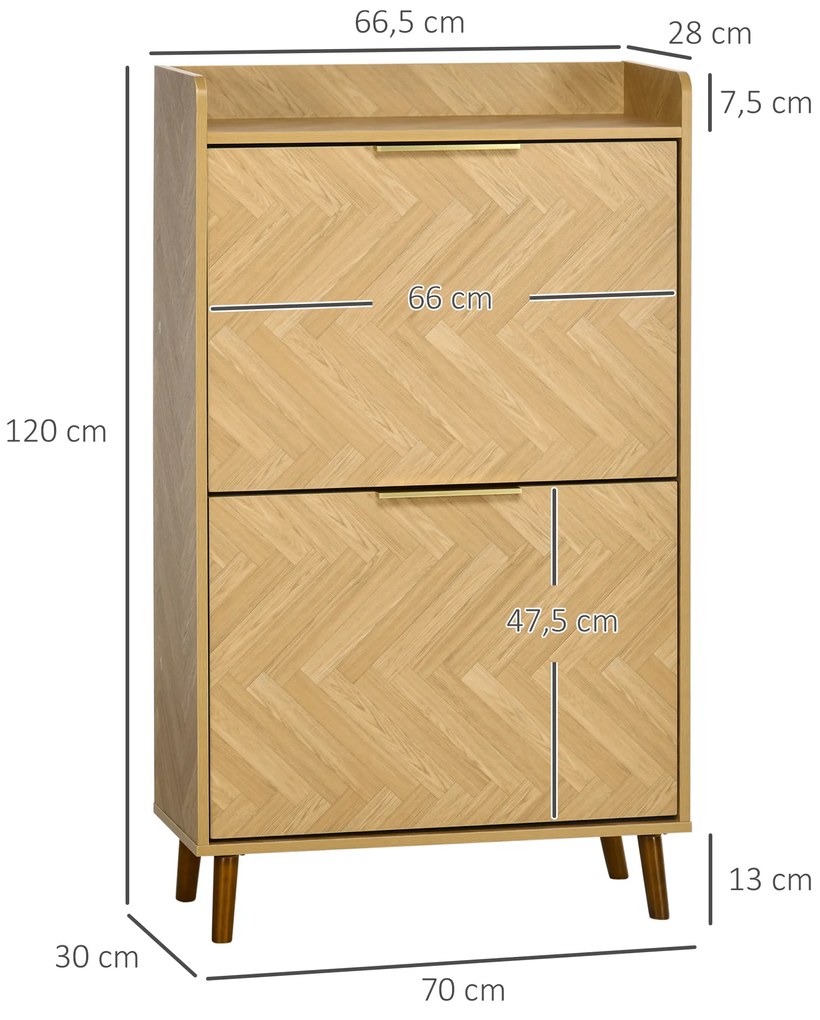 HOMCOM Mobilier pentru pantofi cu 2 uși rabatabile pentru intrare mică living dormitor 70 x 30 x 120 cm | Aosom Romania