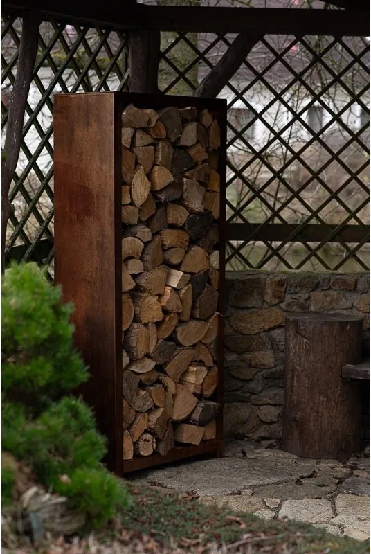 Magazie de lemne Stora pentru grădină 180 x 90 x 40 cm, corten CORGARDEN 1034