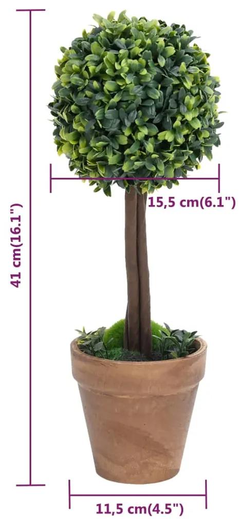Plante artificiale cimisir cu ghiveci, 2 buc. verde 41 cm minge 2, 11.5 x 41 cm
