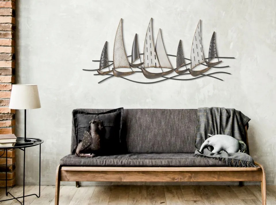 Panou decorativ multicolor din metal, 100x3x44 cm, Boats Mauro Ferretti