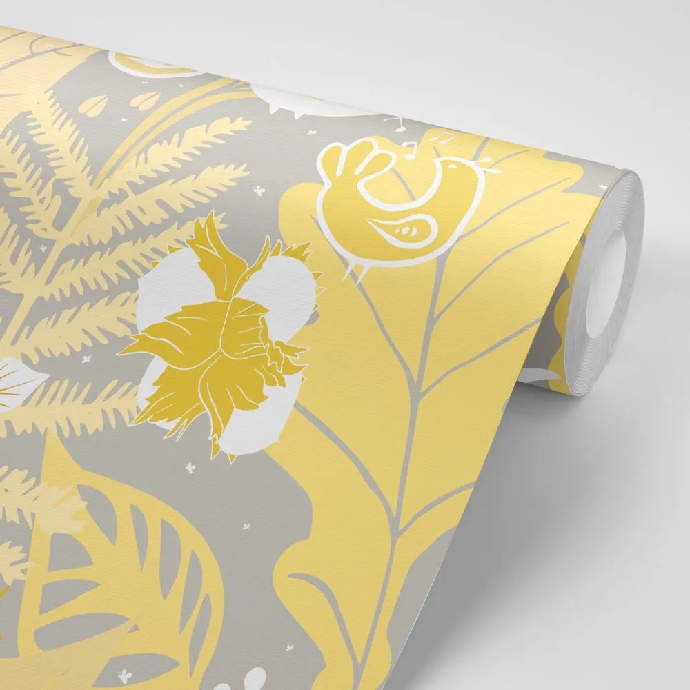 Tapet motiv popular în design gri-galben