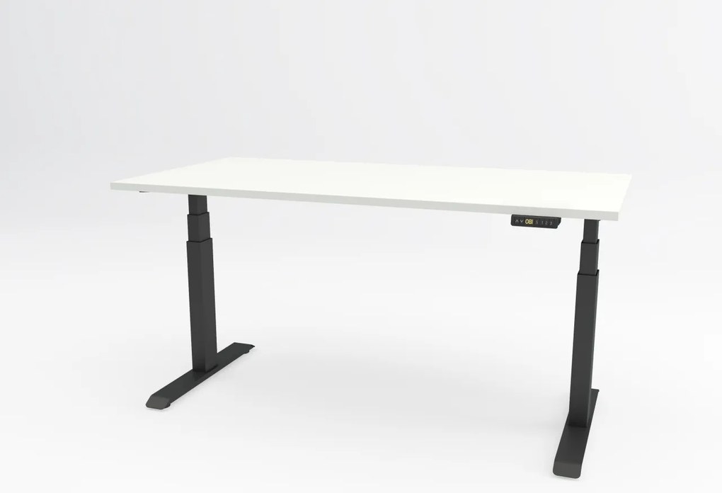Birou reglabil pe inaltime TerrA7 BLACK- 2 motoare, profil dreptunghiular, Negru (Dimensiune blat: 137x67 cm, Culoare blat: Negru 25mm)