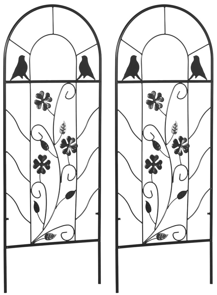 Outsunny Treillis de jardin lot de 2 suport pentru plante agatatoare din metal - 38 x 98 cm negru | Aosom Romania