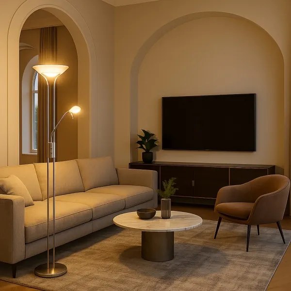 Brilagi - Lampă de podea cu dimmer SCARLETT 1xR7s/230W/230V+1xG9/40W crom mat