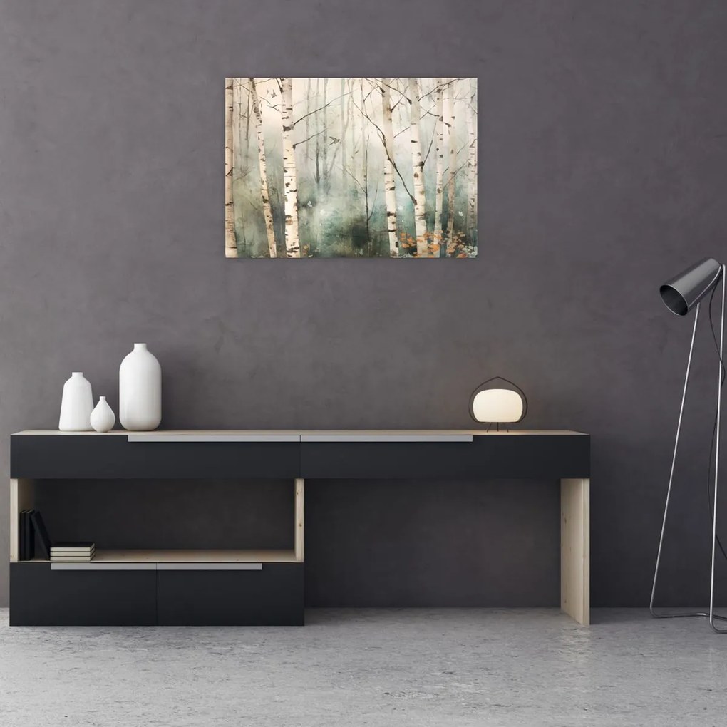 Tablou pe sticlă - Desenarea unui model de pădure (70x50 cm)