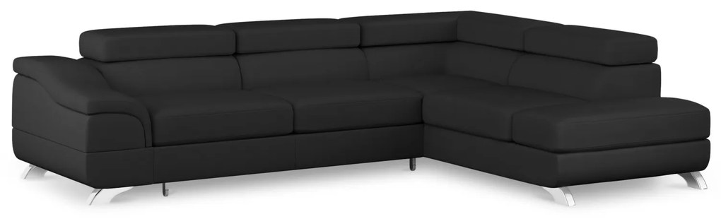 Coltar extensibil Onyx, colt pe partea dreapta cu tapiterie din piele ecologica, negru