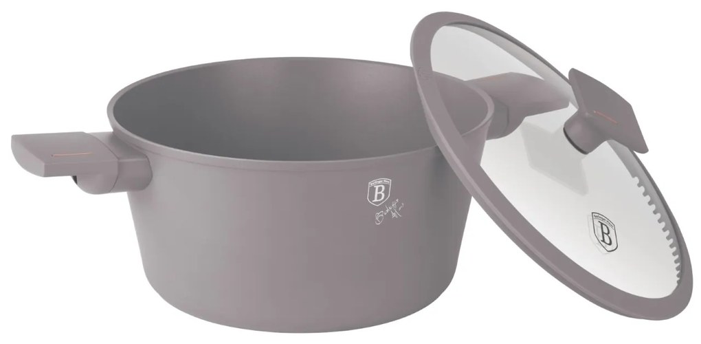 Oală cu capac 28 cm, 6.1L – Berlinger Haus Taupe Collection BH 8102, strat titan, potrivită pentru toate tipurile de plite și rețete