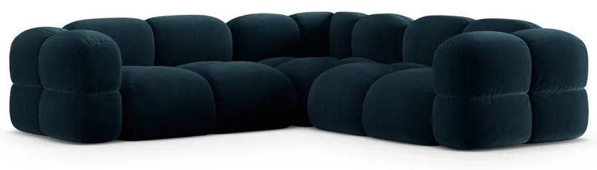 Colțar albastru închis cu tapițerie din catifea Loretto – Cosmopolitan Design