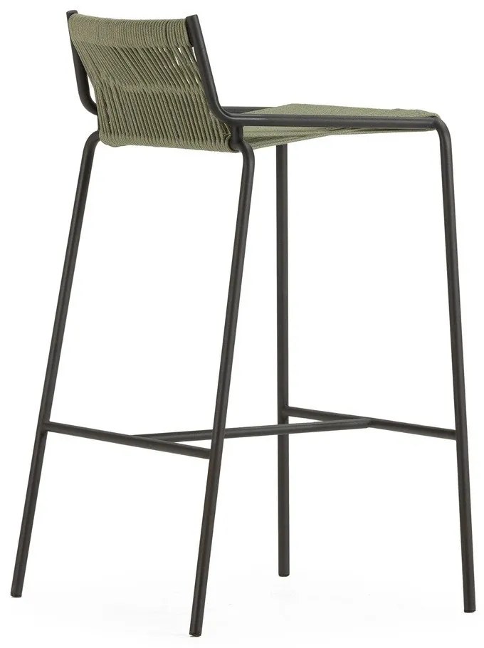Scaun de bar verde din metal (înălțime șezut 65 cm) Emily – Marckeric
