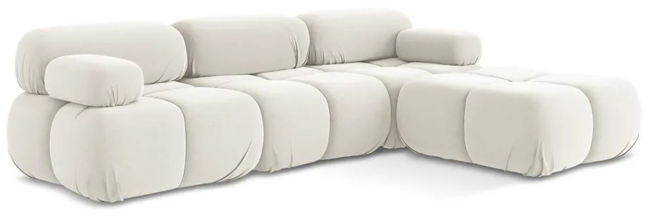 Colțar modular alb cu tapițerie din catifea Lokua – Makamii