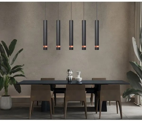 LED Lustră pe cablu TUBA 5xGU10/6,5W/230V neagră/cupru