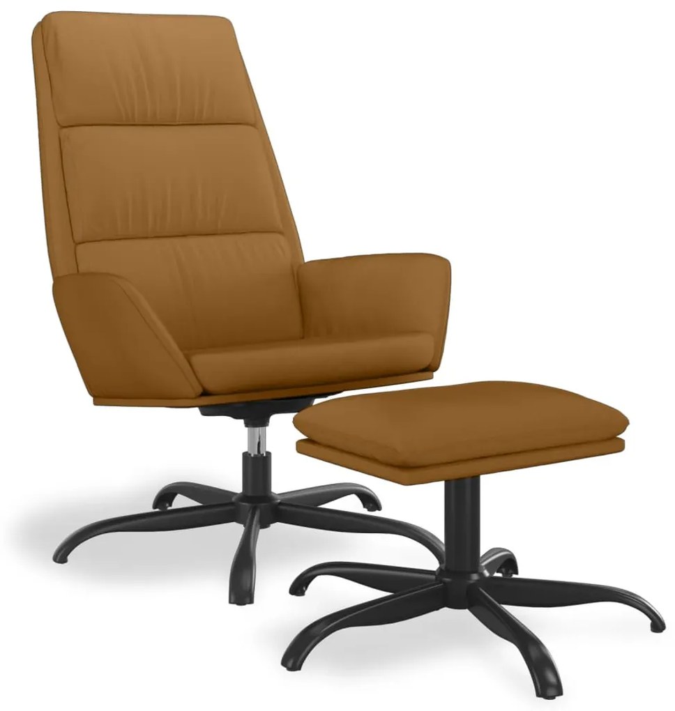3097905 vidaXL Scaun de relaxare cu taburet, maro, catifea