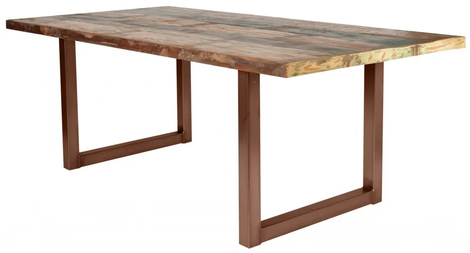 Masa dreptunghiulara cu blat din lemn de tec reciclat Tables &amp; Benches 240 x 100 x 76,5 cm multicolor/maro