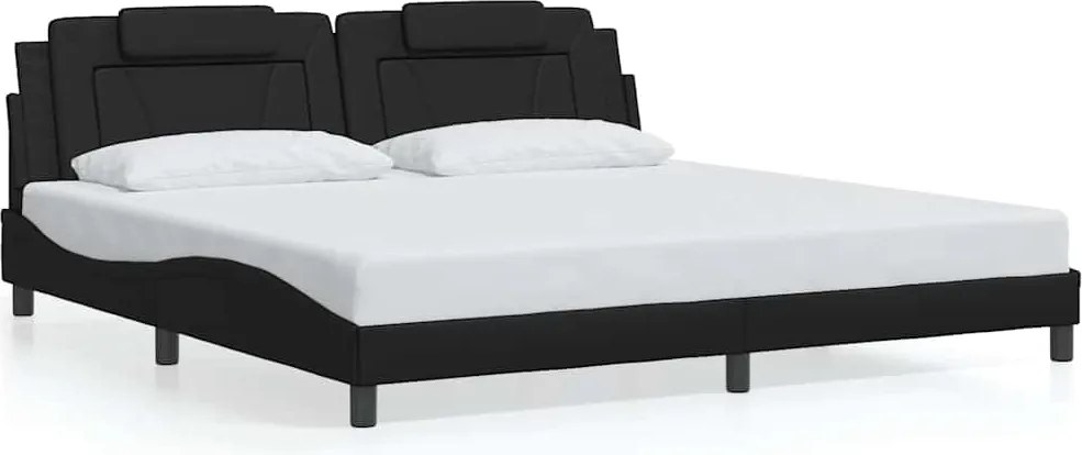 vidaXL Cadru de pat, Viana, fără saltea, negru, 200x200 cm, piele ecologică