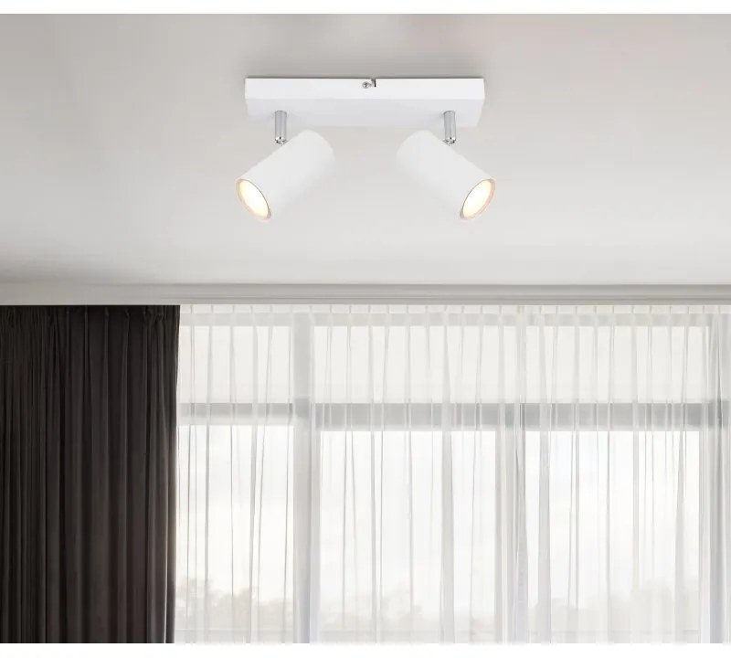 Aplica de perete / tavan cu 2 spoturi directionabile design modern ROBBY alb