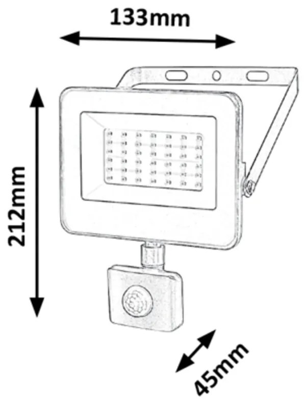 Proiector cu reflector LED de exterior cu senzor de miscare IP44 Flood 30W