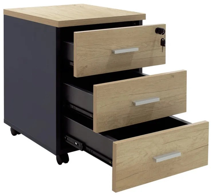 Sertar mobil Lotus in culoare stejar-gri inchis 40x47x55cm