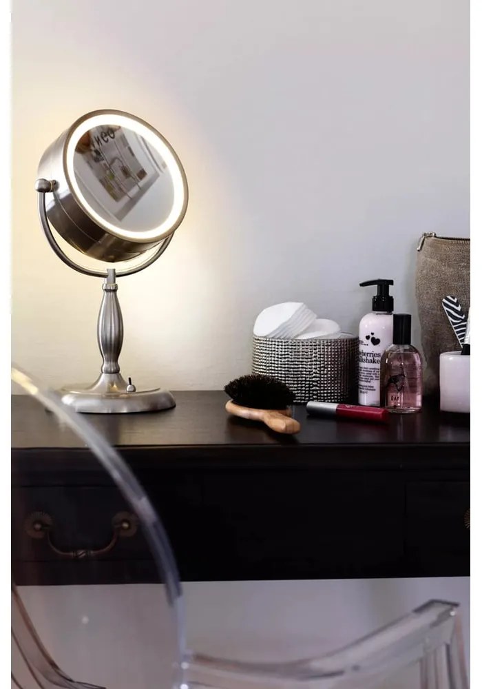 Oglindă de masă cu lumină Markslöjd Face, argintiu