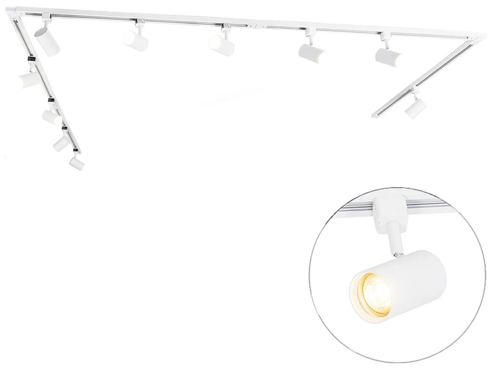 Sistem inteligent de iluminat pe șină cu 10 spoturi albe monofazate, incl. 10 Wifi GU10 50mm - Iconic Jeana