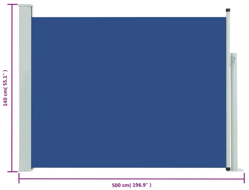 Copertina laterala retractabila terasa, albastru, 140x500 cm Albastru, 140 x 500 cm