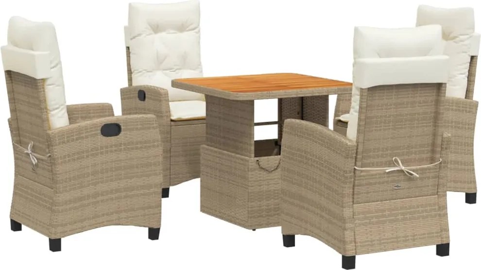 vidaXL Set mobilier de grădină cu perne, 5 piese, bej, poliratan