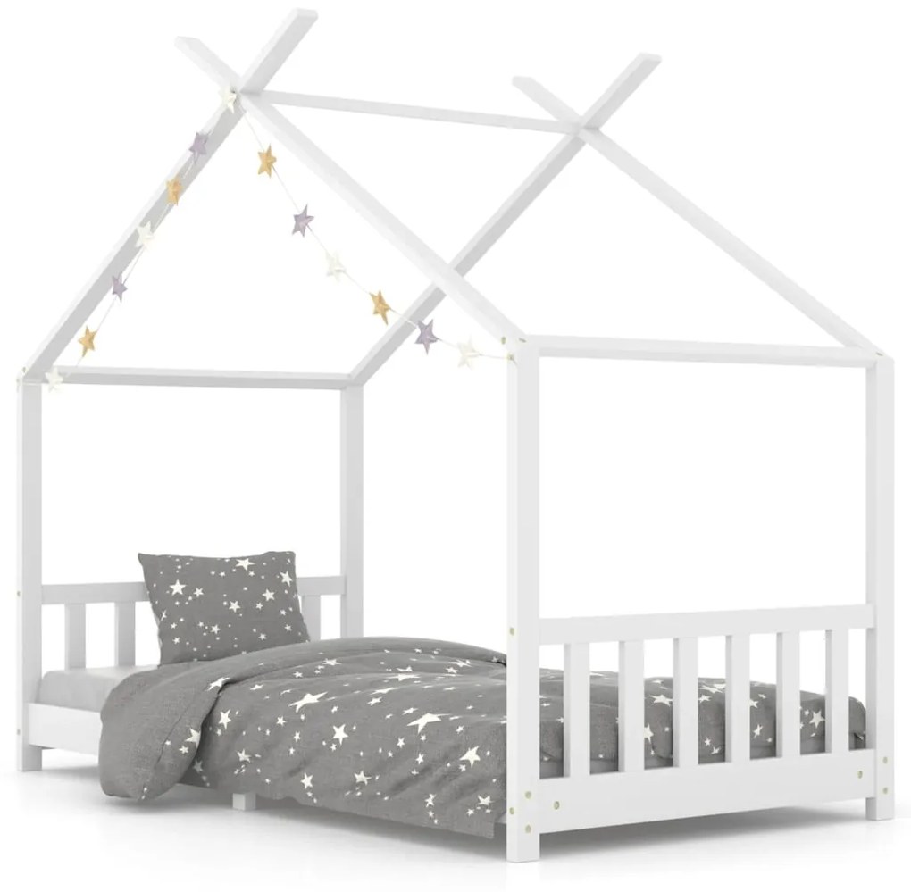 283369 vidaXL Cadru pat de copii, alb, 90 x 200 cm, lemn masiv de pin