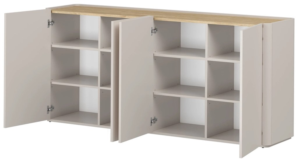 Comodă cu patru uși Elivo 200 cm - kashmir / stejar uleiat