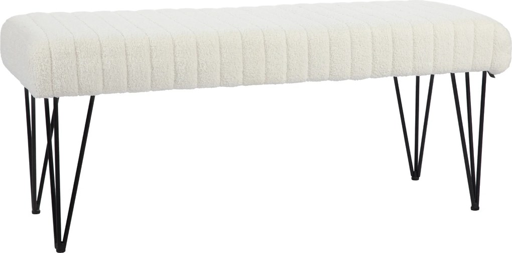 HOMCOM Bancă pentru Pat Modernă cu Picioare în Formă de Furcă, 118,5x46x49,5 cm, Alb Crem | Aosom Romania