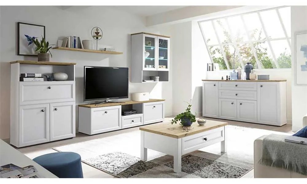 COMODA FIRENZE, 187X45X97 CM, 4 USI, 2 SERTARE, CULOARE ALB, MDF