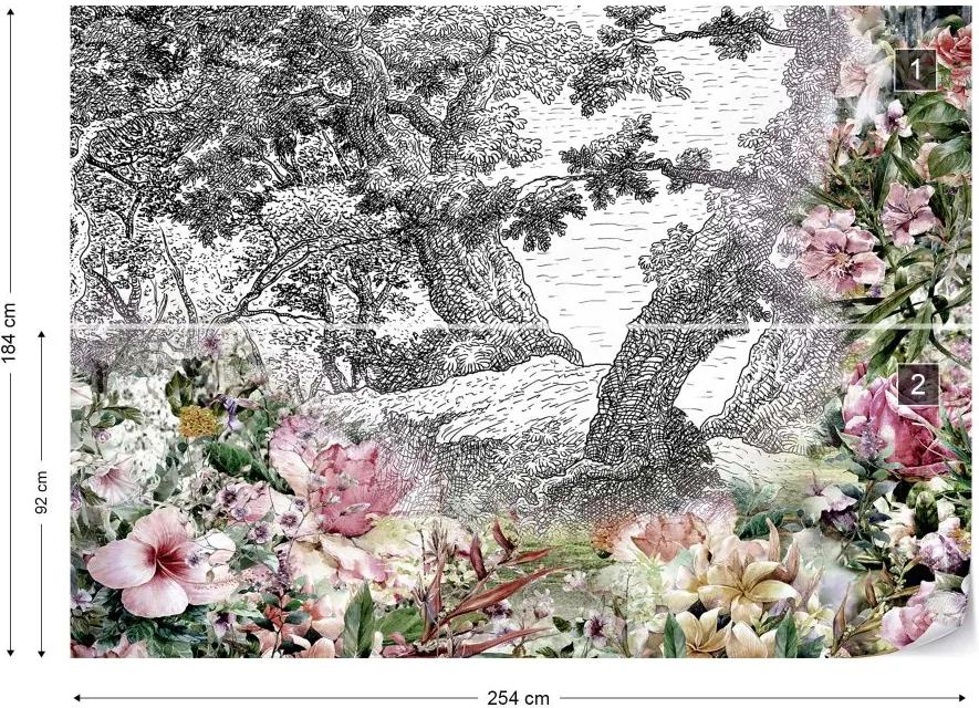 GLIX Fototapet - Vintage Floral Design Vliesová tapeta  - 254x184 cm