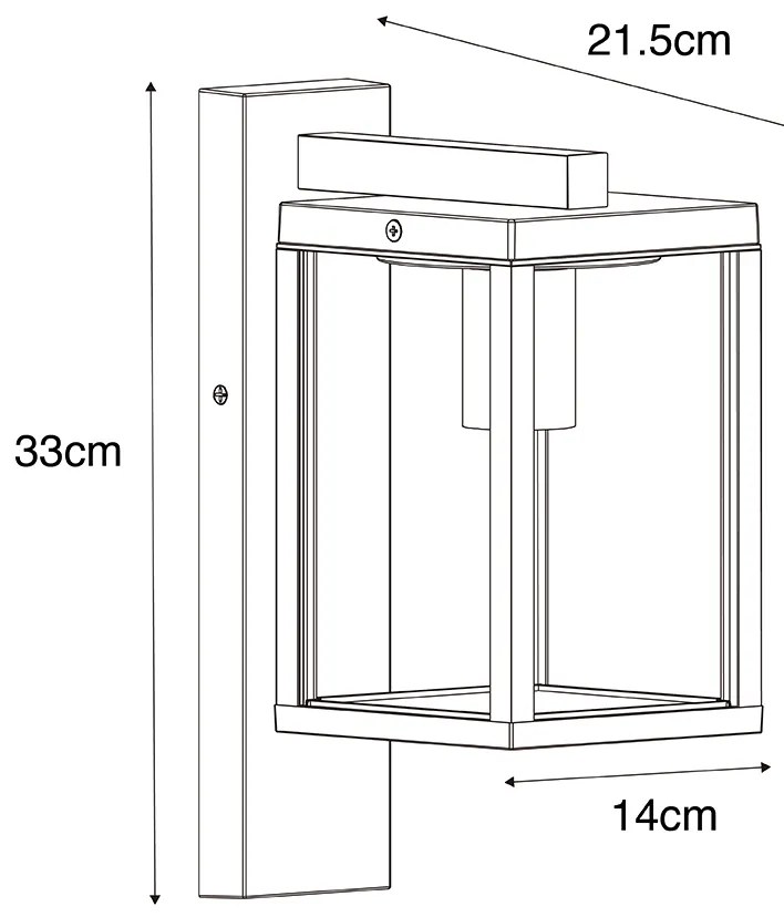 Felinar inteligent de perete pentru exterior negru cu sticlă canelată, inclusiv WiFi A60 - Charlois