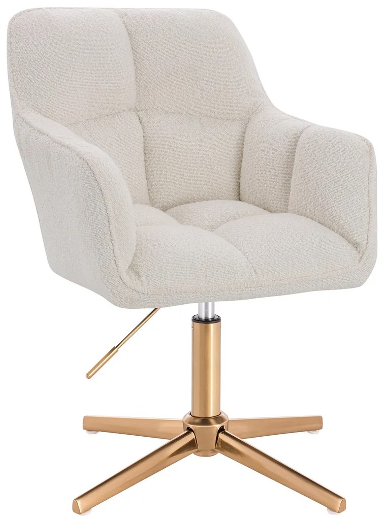 HR550CROSS Scaun Crem Boucle cu Bază Aurie