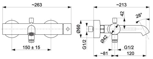 Baterie de cadă KFA Armatura 5034-020-00 MOZA crom lucios