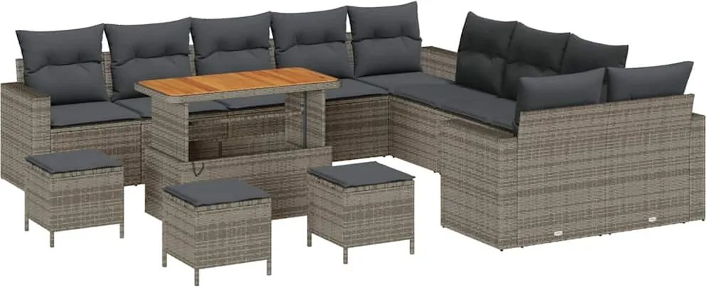 vidaXL Set de canapele pentru grădină cu pernă 18 pcs Gri poliratan