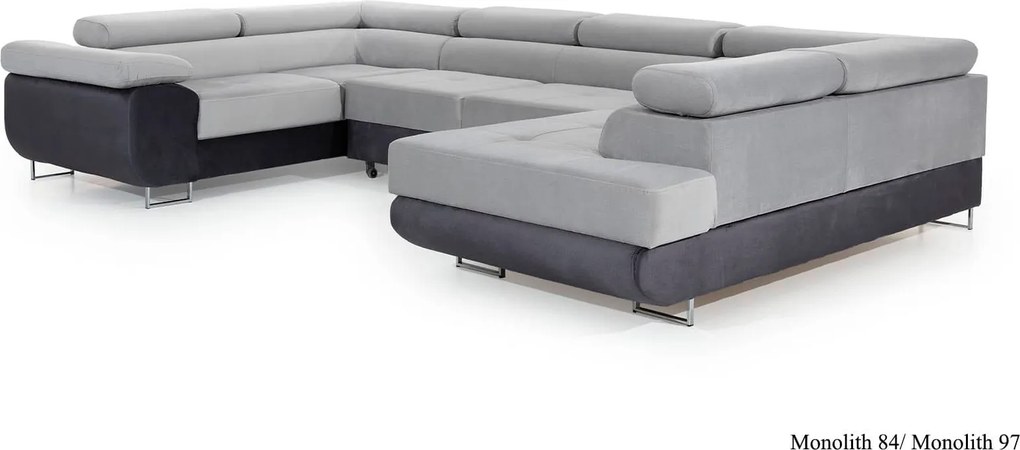 Colțar lemn masiv Formă U Extensibil Lety 340x202cm Personalizabil - Monolith 84 + Monolith 97, Stânga