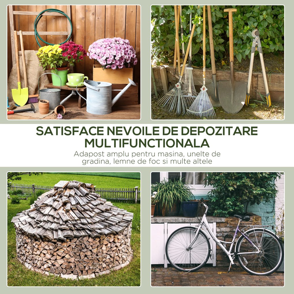 Copertina pentru masini Outsunny pentru Exterior 2,4x2m, Tesatura PE, Verde | Aosom Romania
