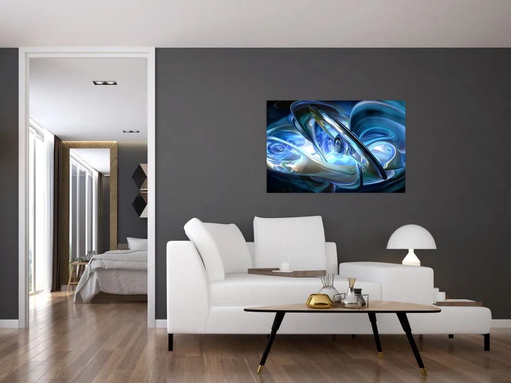 Tabloul fractalilor în albastru (90x60 cm)