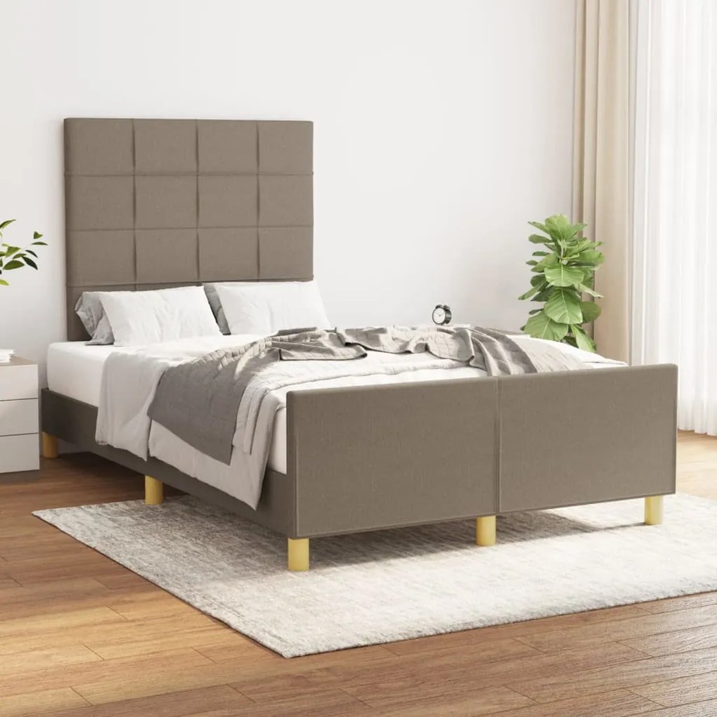 3125045 vidaXL Cadru de pat cu tăblie, gri taupe, 120x200 cm, textil